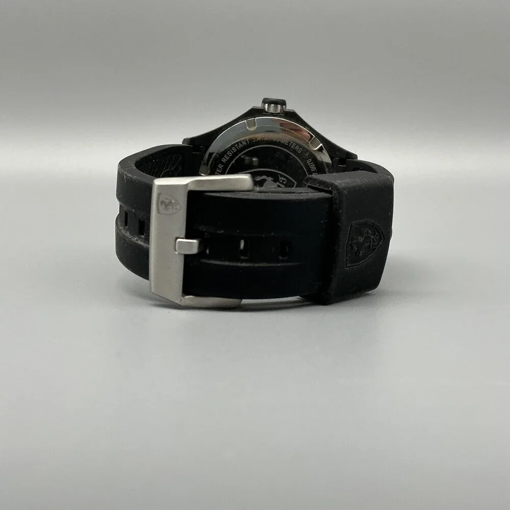 Scuderia Ferrari Mens Watch 42mm Black Dial Rubber Strap Date Logo New Battery